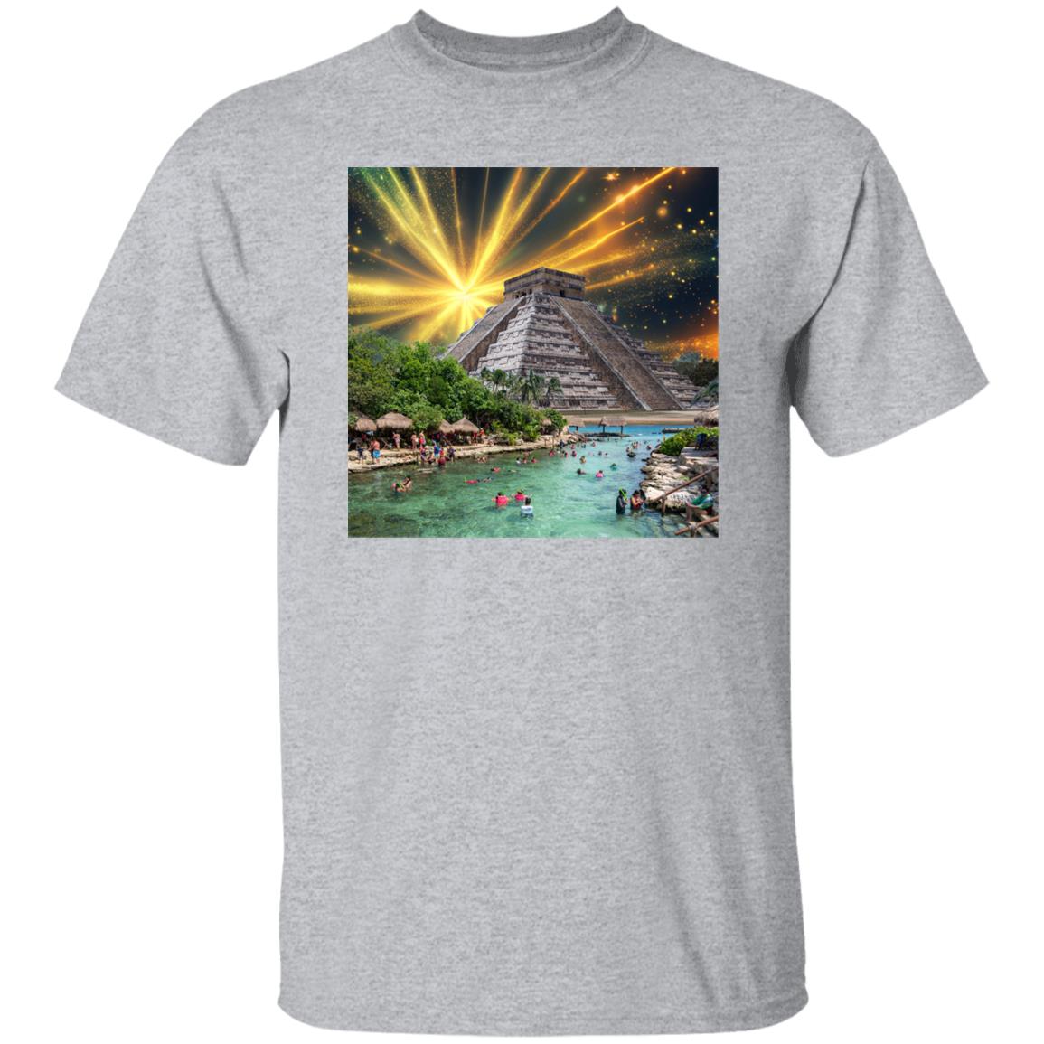 The Temple At Cancun Surrealistic Collage Print Tshirt