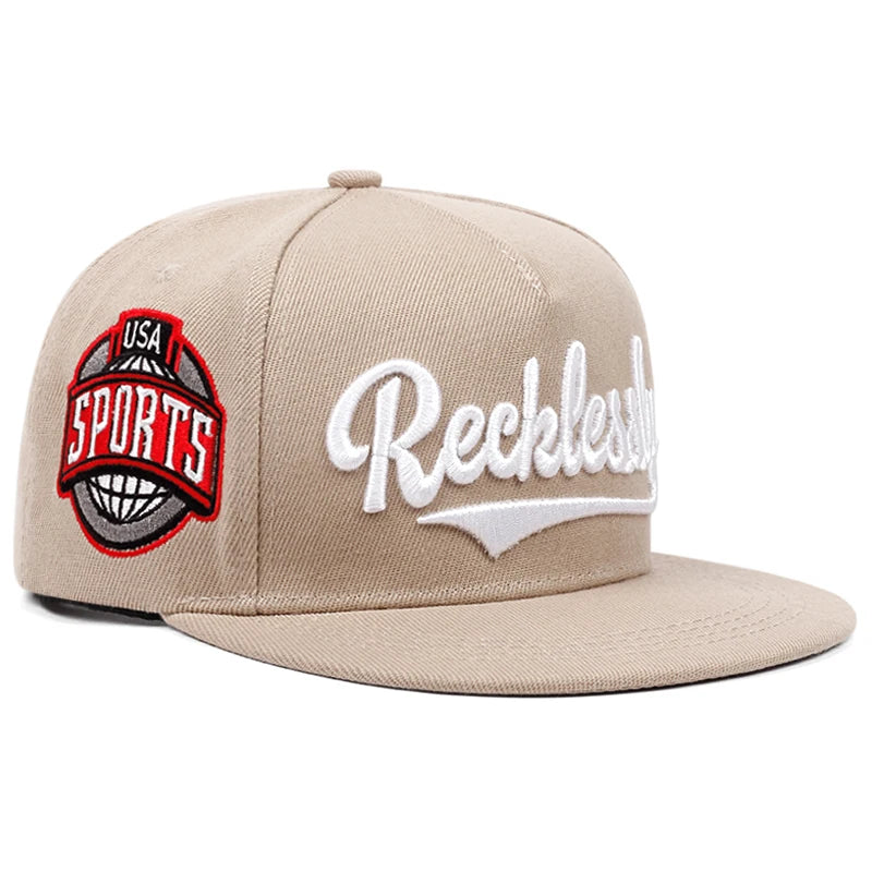 Men's Fashion RECKLESSLY Embroidered Hat Snapback Caps Unisex Sunshade Hat Women Adjustable