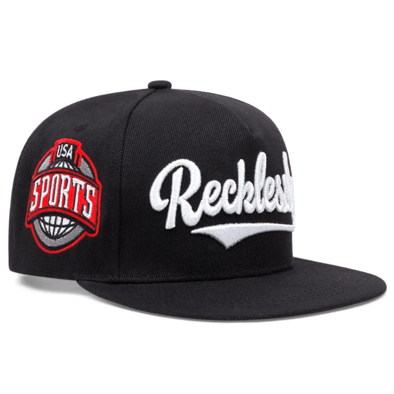 Men's Fashion RECKLESSLY Embroidered Hat Snapback Caps Unisex Sunshade Hat Women Adjustable