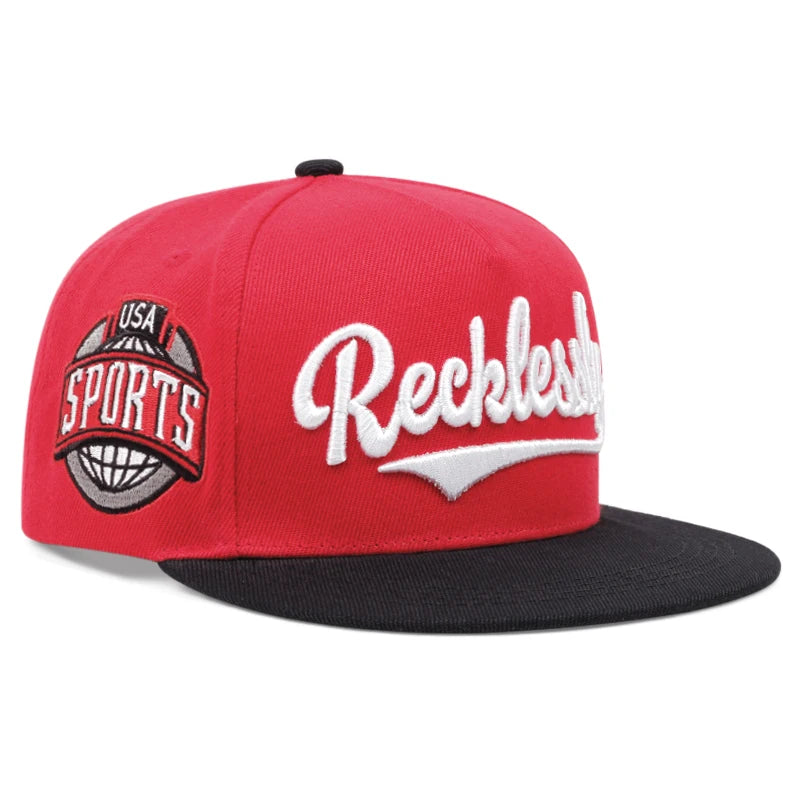 Men's Fashion RECKLESSLY Embroidered Hat Snapback Caps Unisex Sunshade Hat Women Adjustable