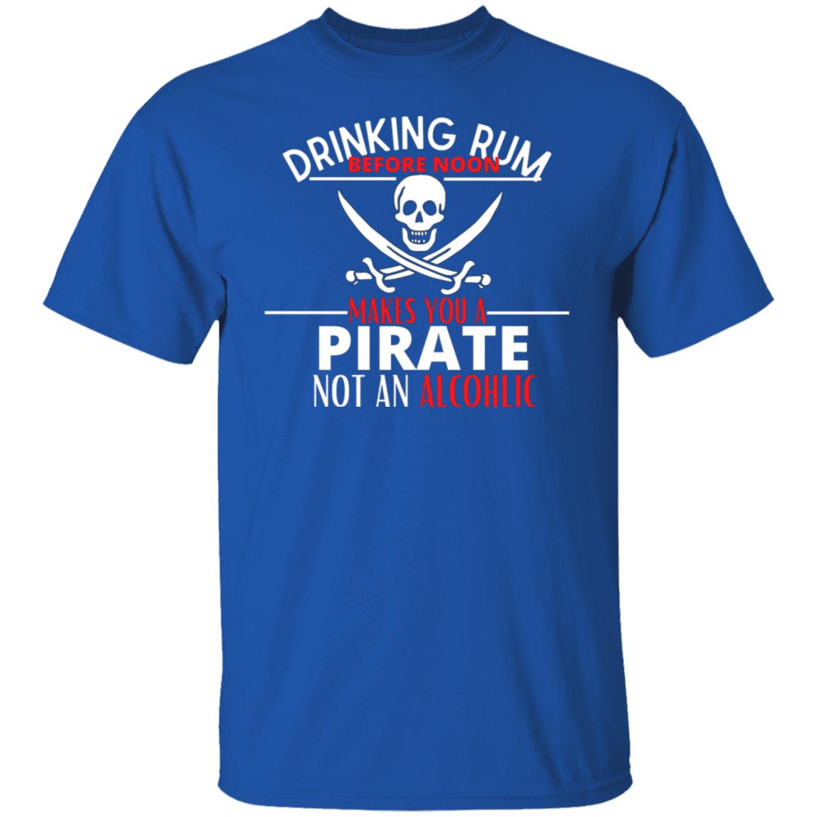 Drinking Rum Pirate T-Shirt Pirate Skull and Bones Funny Alcohol Vacation Humor Tee
