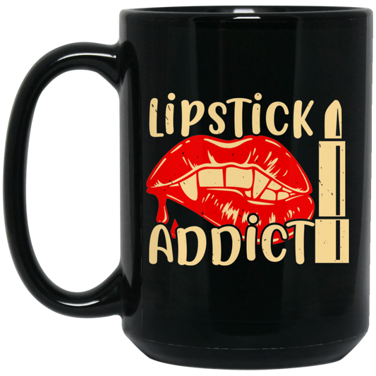 Lipstick Addict 15 oz. Black Mug