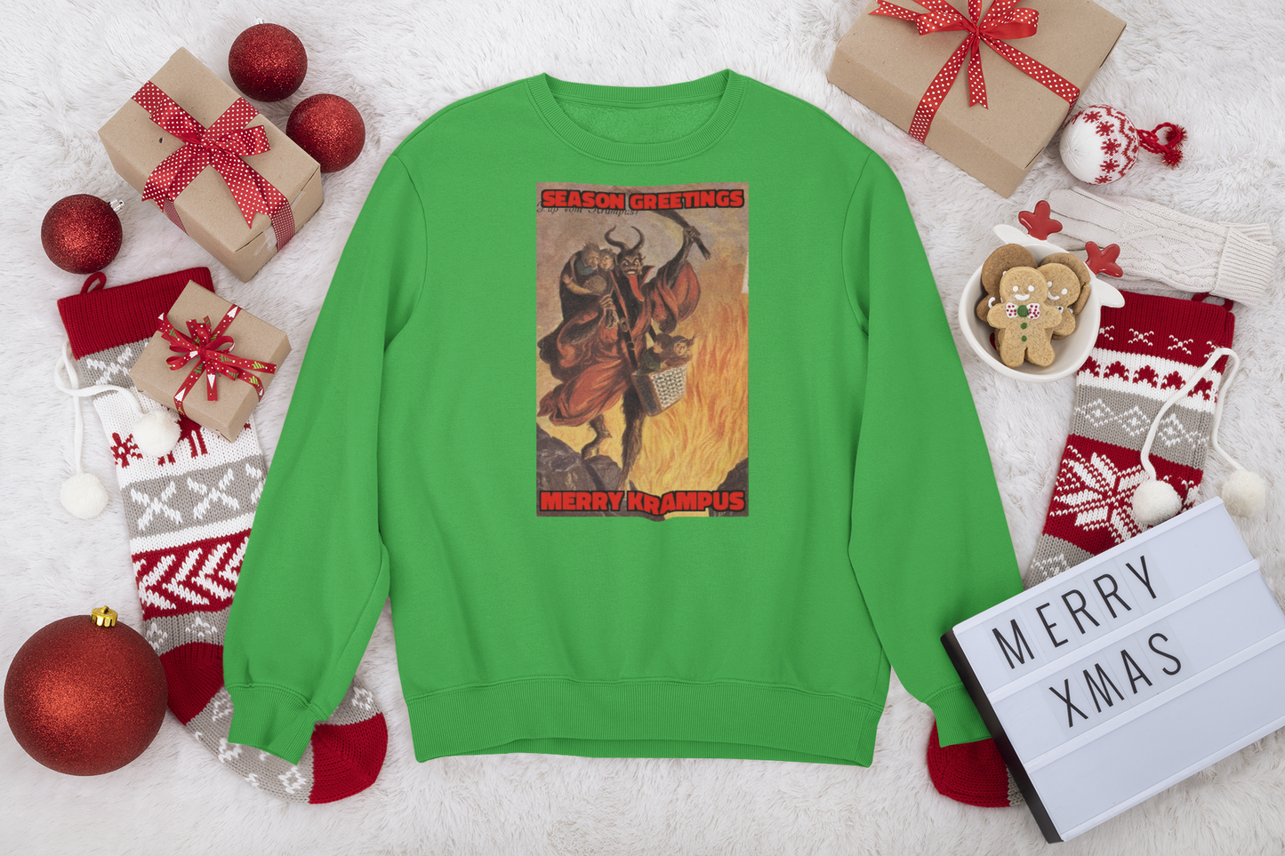 Merry Krampus Season Greetings Sweatshirt, Christmas Horror Shirt, Horror Fan Christmas Gift, Krampus Sweatshirt
