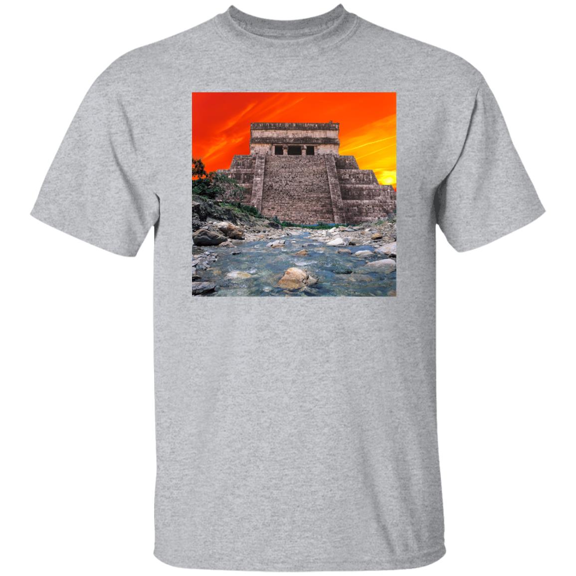 Surreal Pyramid Power Mayan Temple Collage Print Tshirt