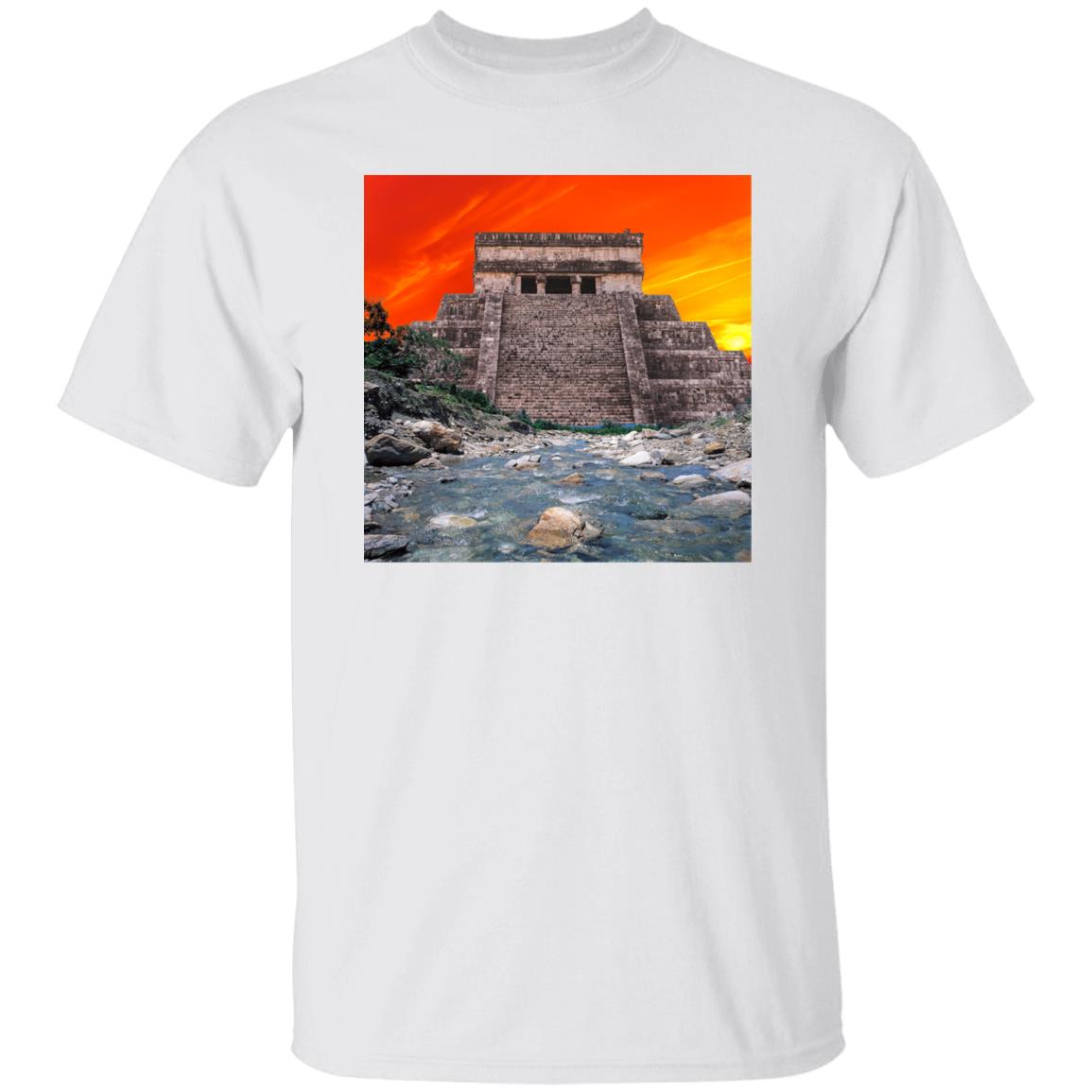 Surreal Pyramid Power Mayan Temple Collage Print Tshirt