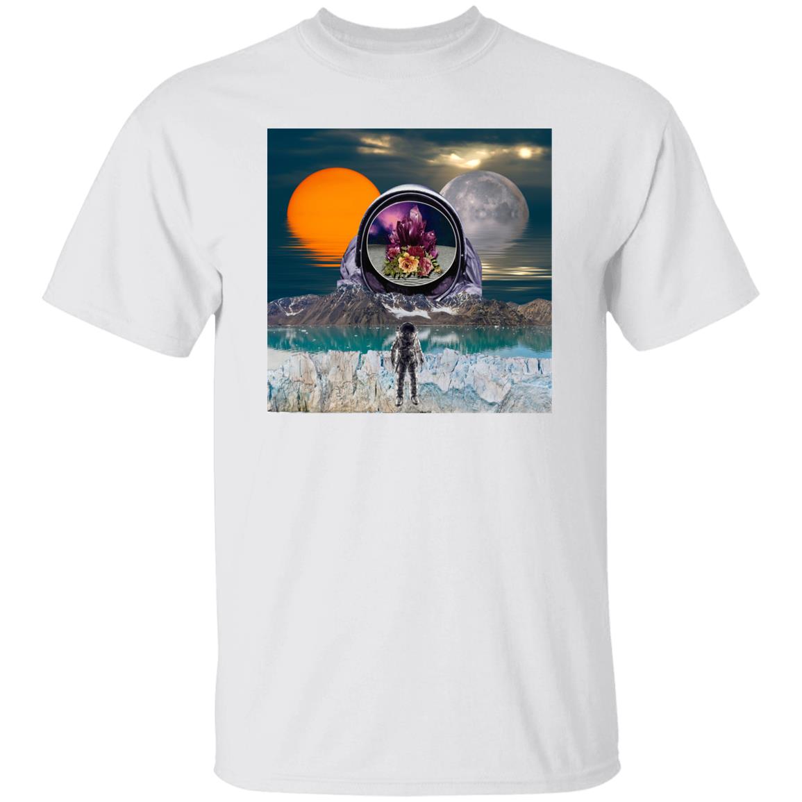 Surreal Landscape Astronaut Collage Print Tshirt, Trippy Sci-Fi Collage Tshirt