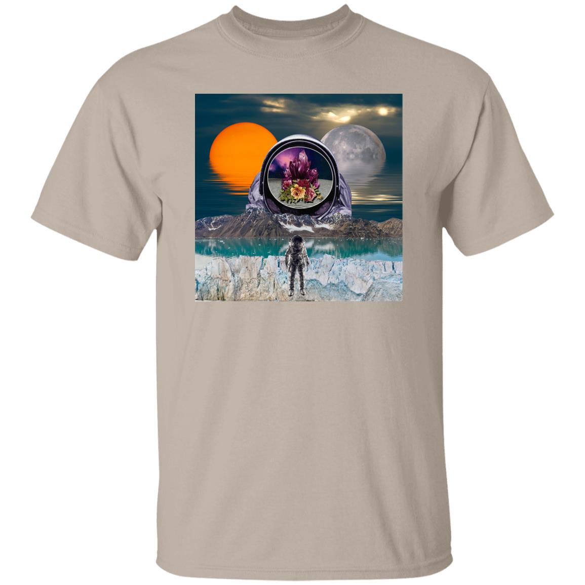 Surreal Landscape Astronaut Collage Print Tshirt, Trippy Sci-Fi Collage Tshirt