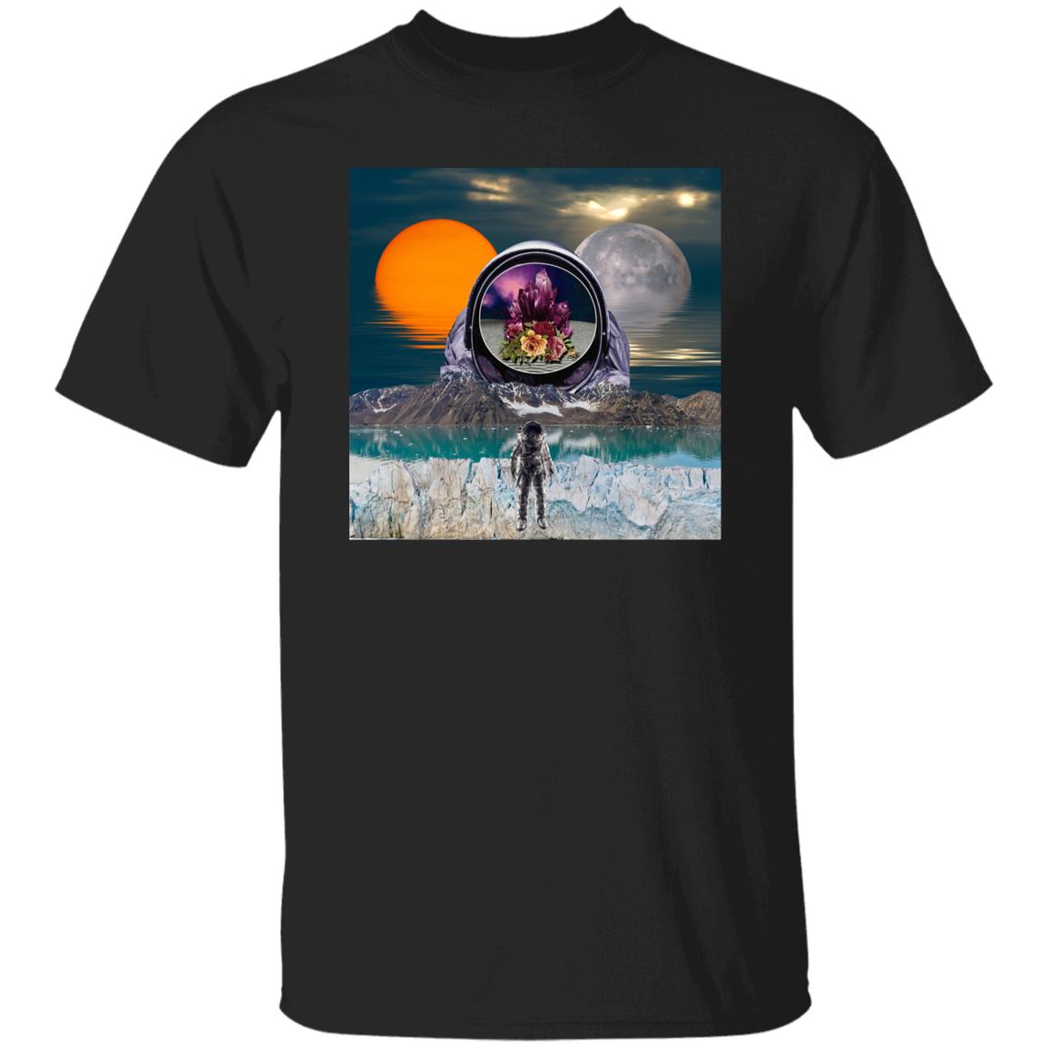 Surreal Landscape Astronaut Collage Print Tshirt, Trippy Sci-Fi Collage Tshirt