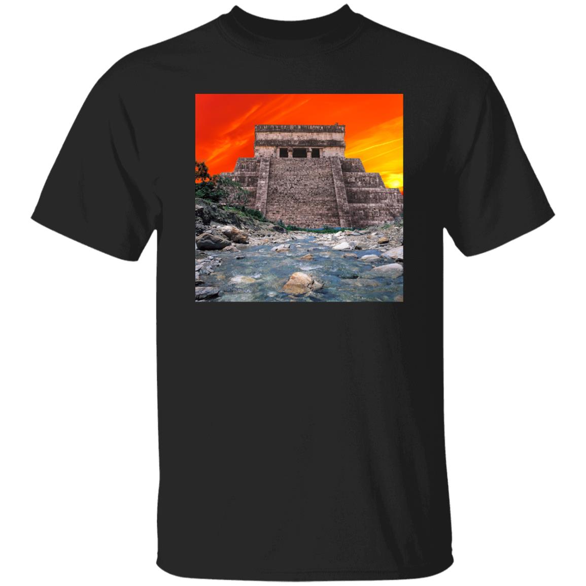 Surreal Pyramid Power Mayan Temple Collage Print Tshirt