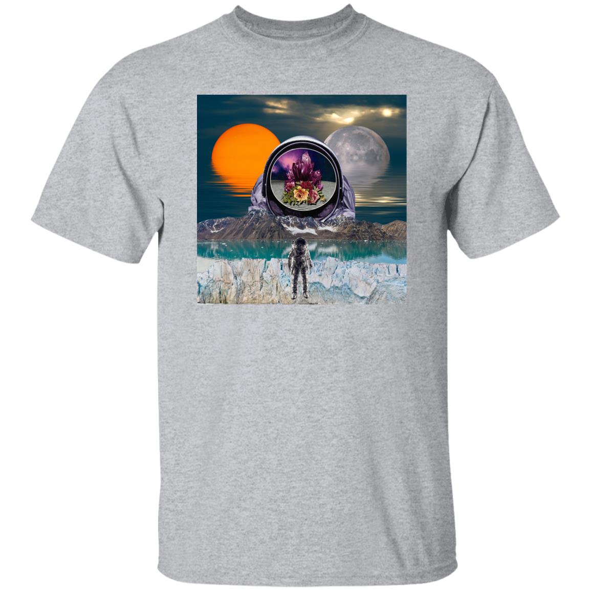 Surreal Landscape Astronaut Collage Print Tshirt, Trippy Sci-Fi Collage Tshirt