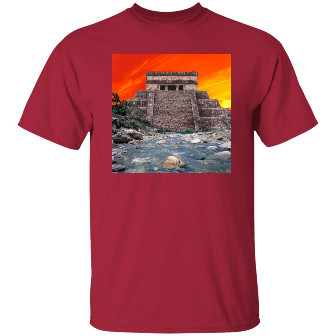 Surreal Pyramid Power Mayan Temple Collage Print Tshirt