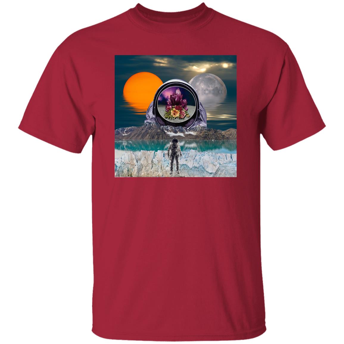 Surreal Landscape Astronaut Collage Print Tshirt, Trippy Sci-Fi Collage Tshirt