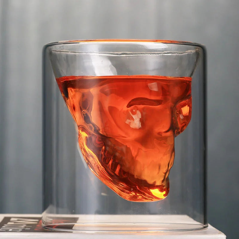 Death's Head Skull SHOT GLASS, Whiskey Tequila Vodka Wine Drinking Shot Glass, Set of Four