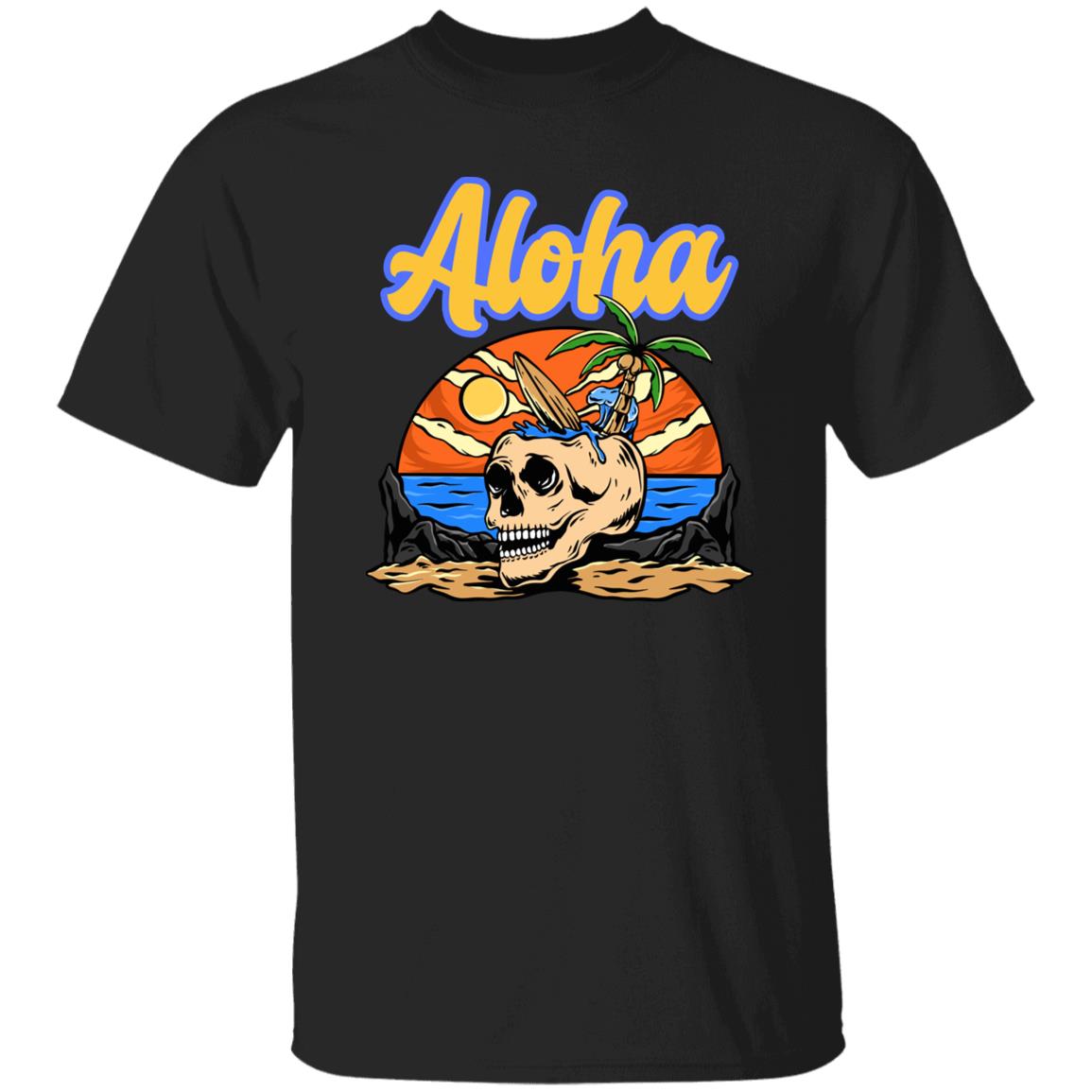 Aloha Surfer Beach Skull Sunset California Hawaii Beach Punk T-shirt