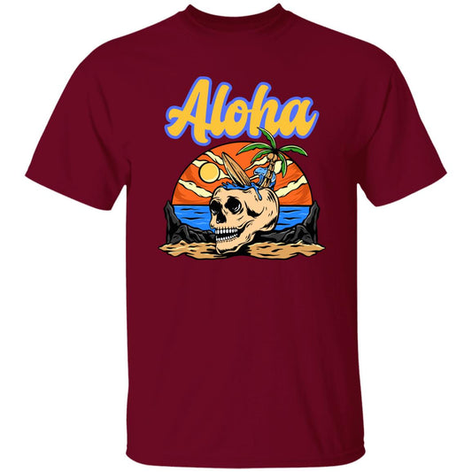 Aloha Surfer Beach Skull Sunset California Hawaii Beach Punk T-shirt
