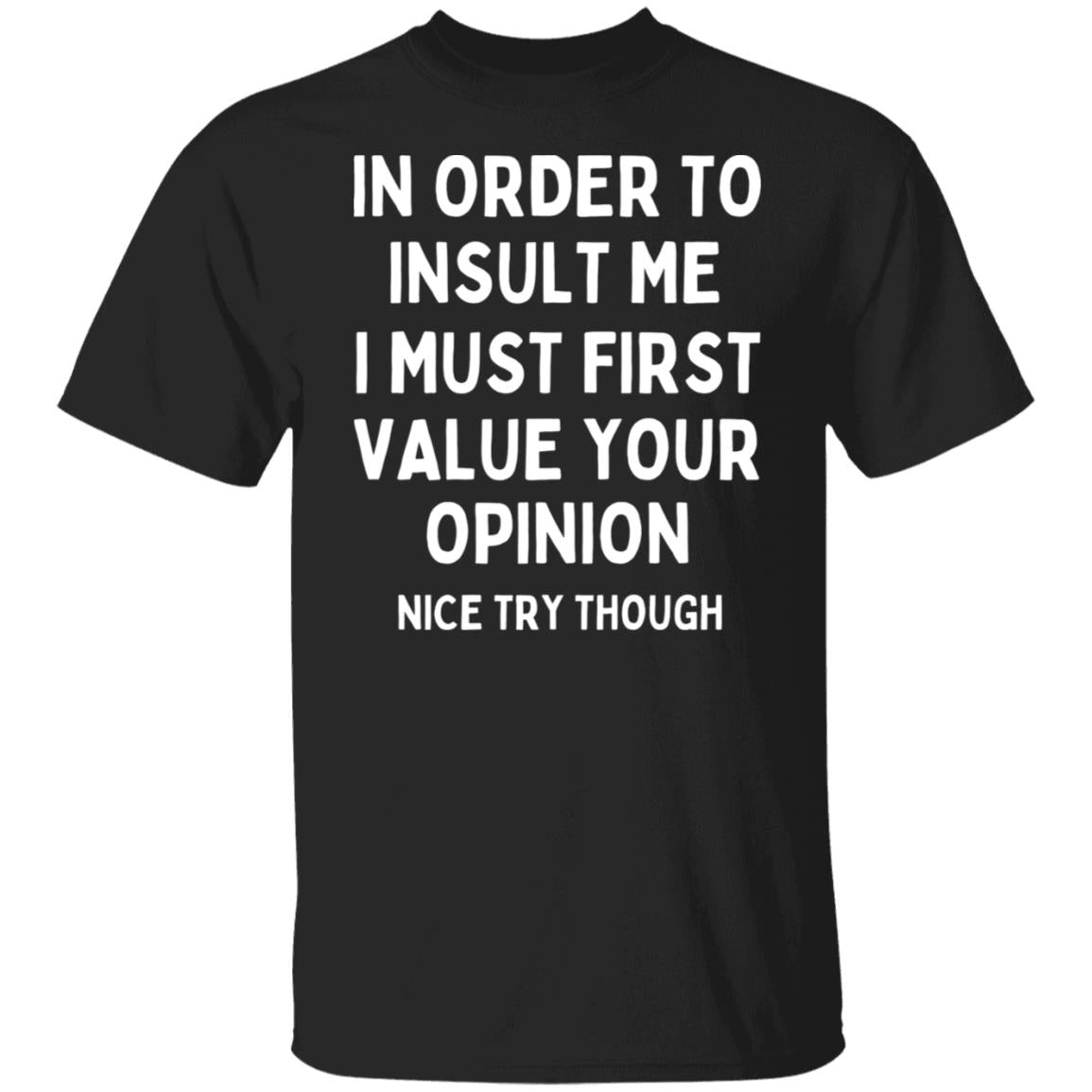 In Order To Insult Me I Must First Value Your Opinion Sarcastic Funny T-Shirt