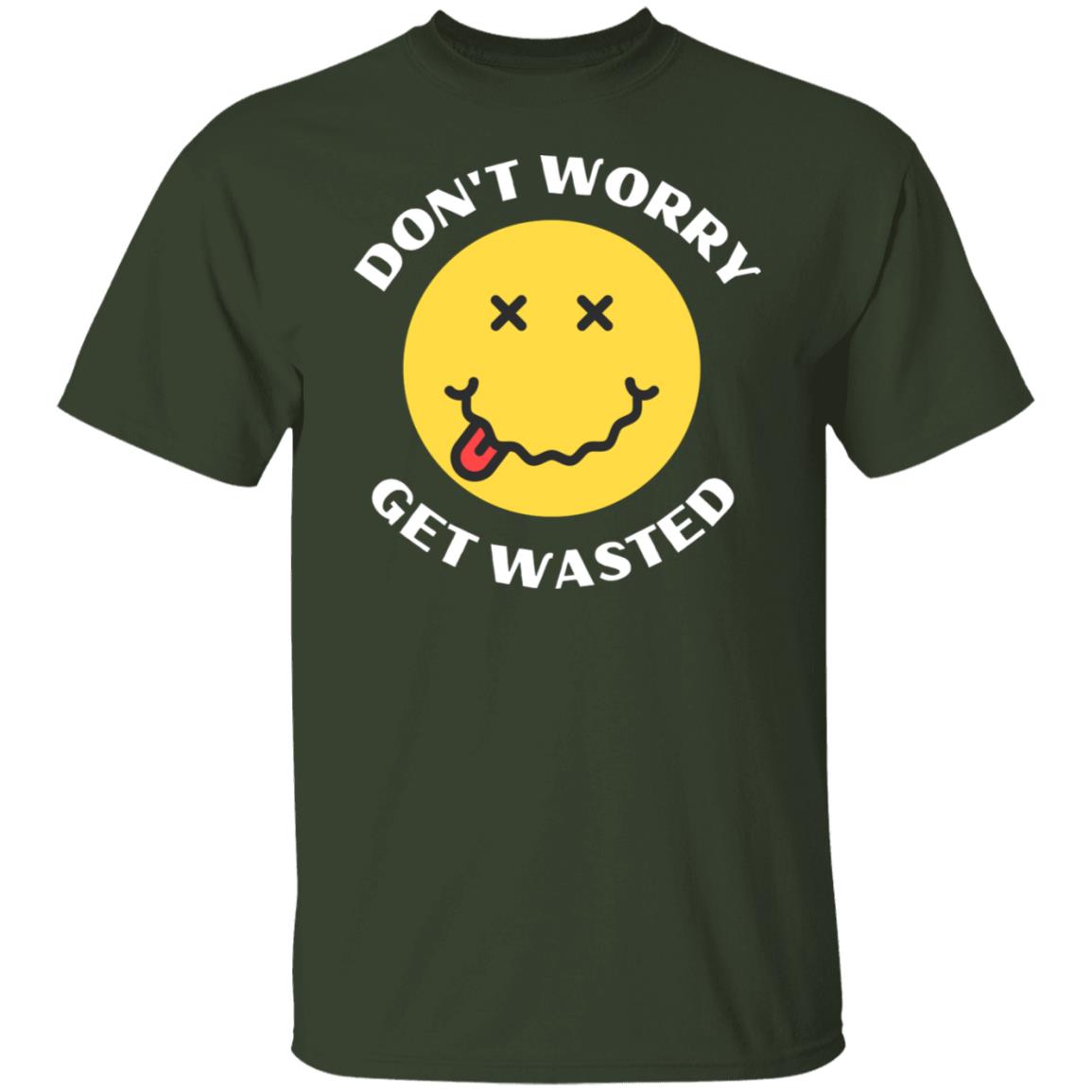 Don't Worry Get Wasted Drunk Smiley Face Alcohol T-Shirt