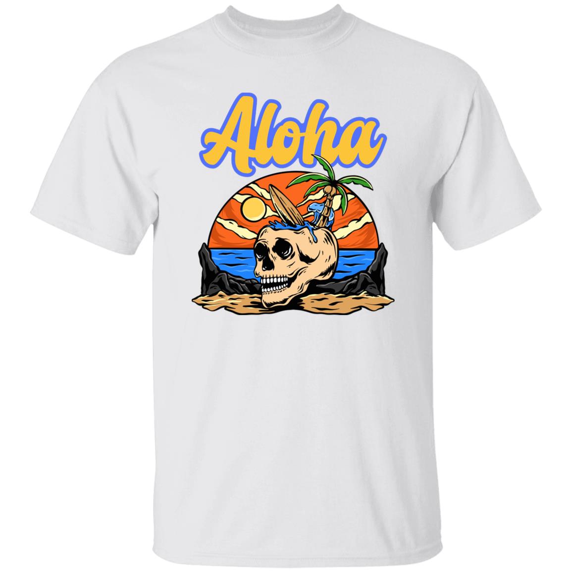 Aloha Surfer Beach Skull Sunset California Hawaii Beach Punk T-shirt