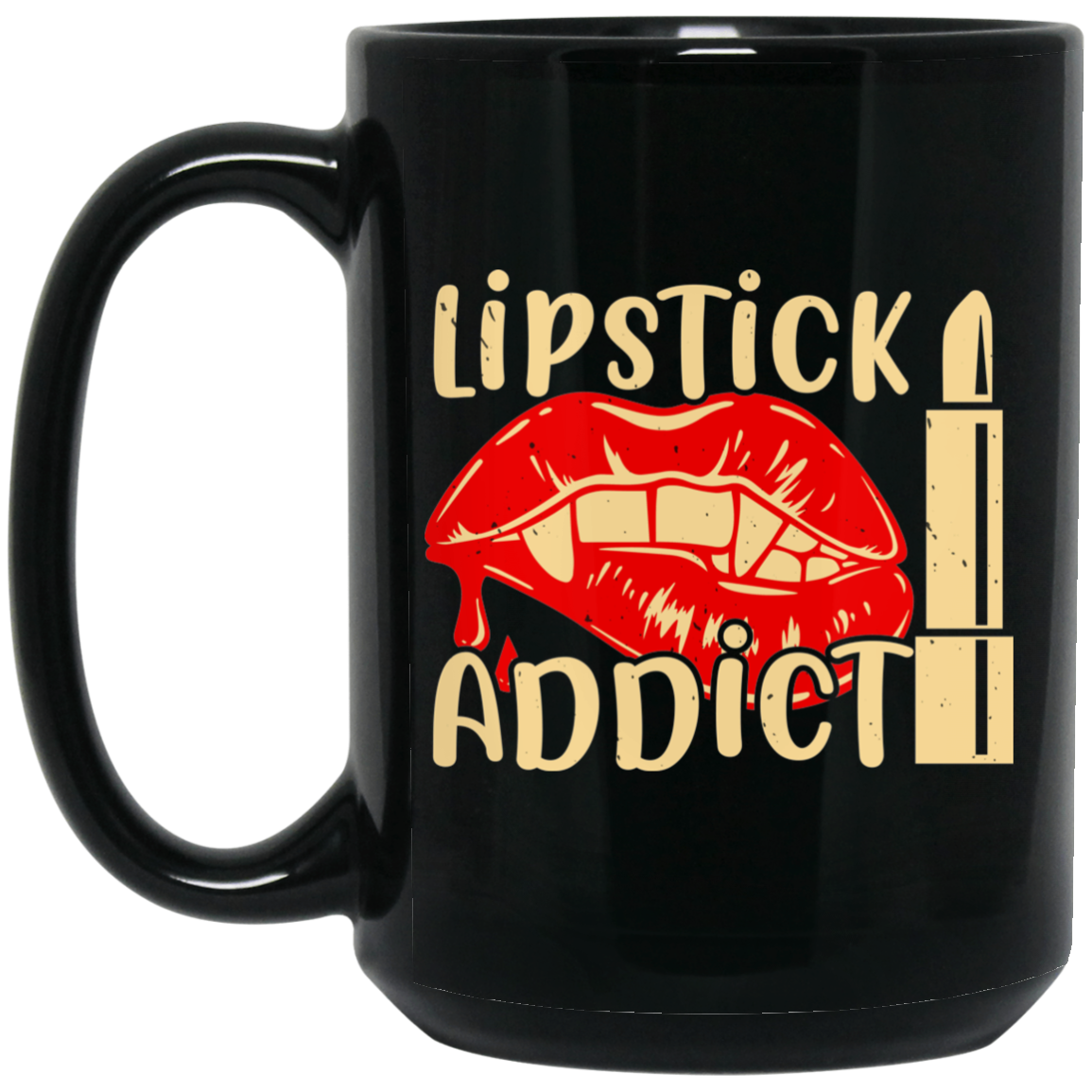 Lipstick Addict 15 oz. Black Mug