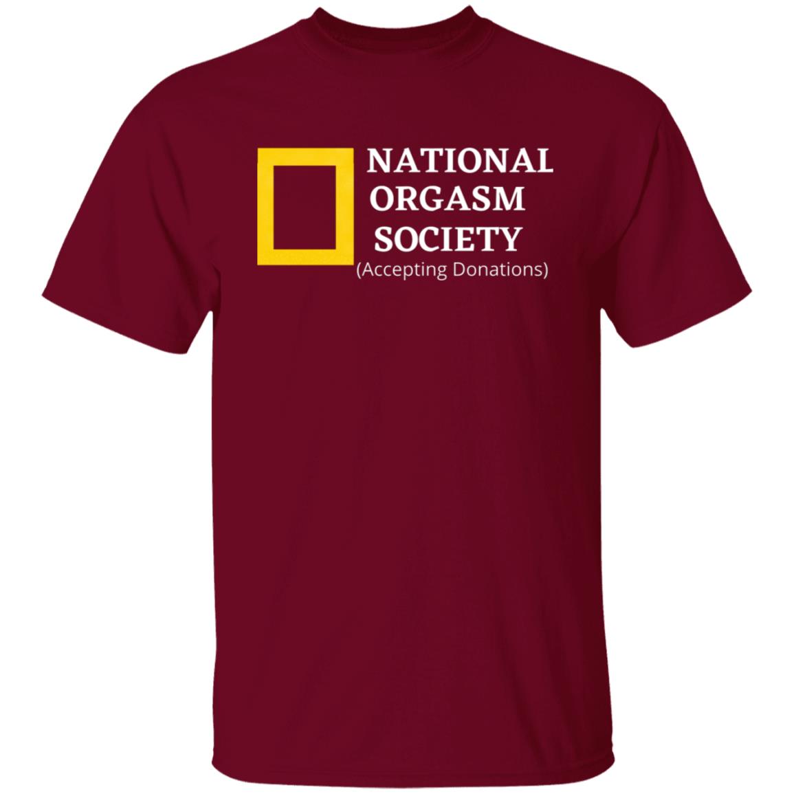 Adult Humor National Orgasm Society National Geographic Spoof T-Shirt Sarcastic Science Graphic Tee