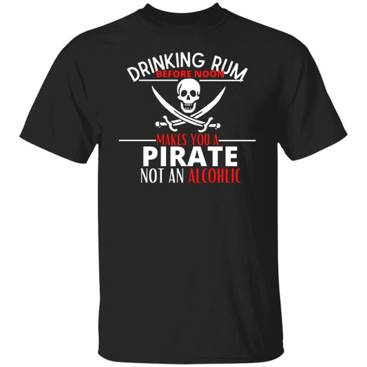 Drinking Rum Pirate T-Shirt Pirate Skull and Bones Funny Alcohol Vacation Humor Tee