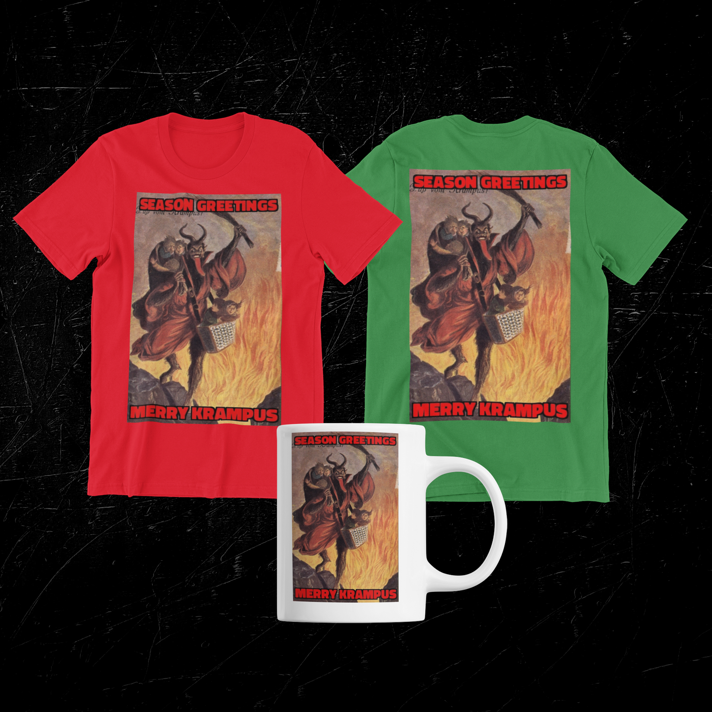 Seasons Greetings Merry Krampus Christmas Devil Short Sleeve Tee