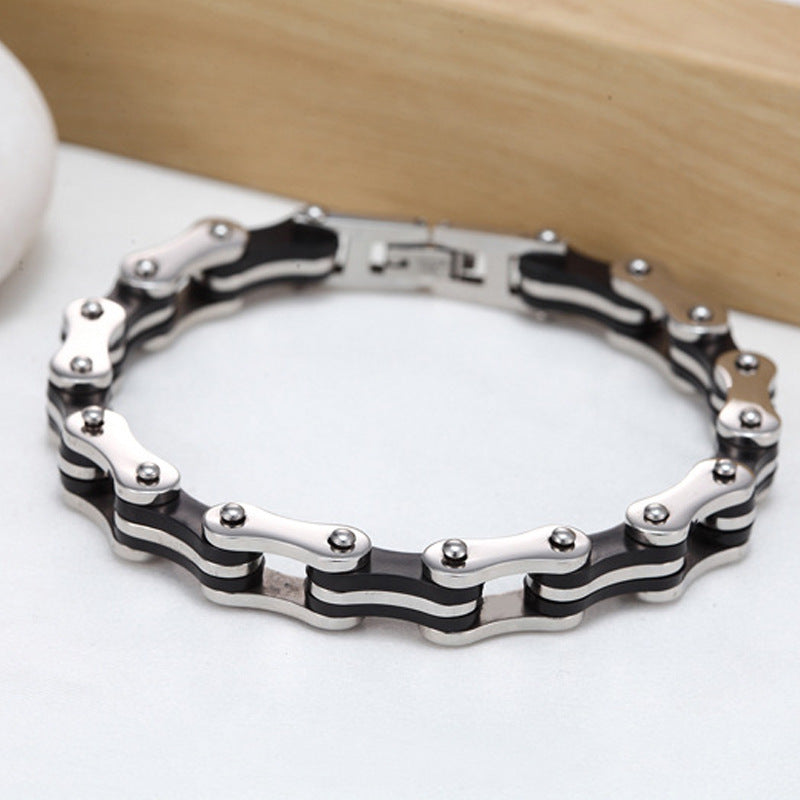 Old School Motorcycle Bike Chain Punk Rock Stainless Steel Bracelet