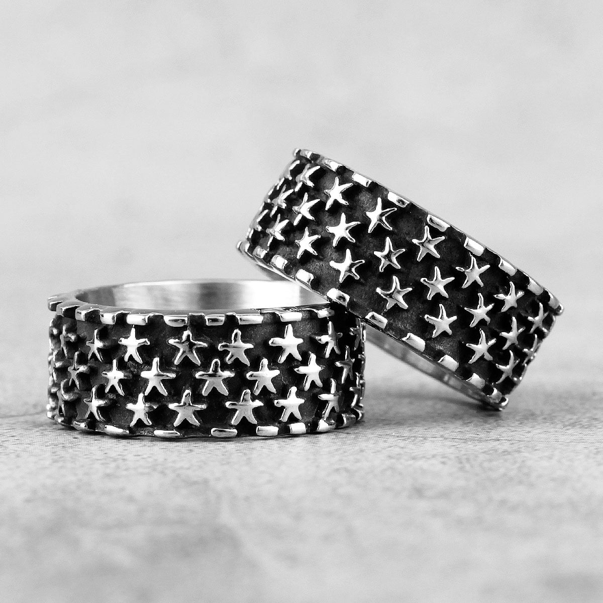 Starry Night Star Lovers Simple Star Studded Stainless Steel Band Ring