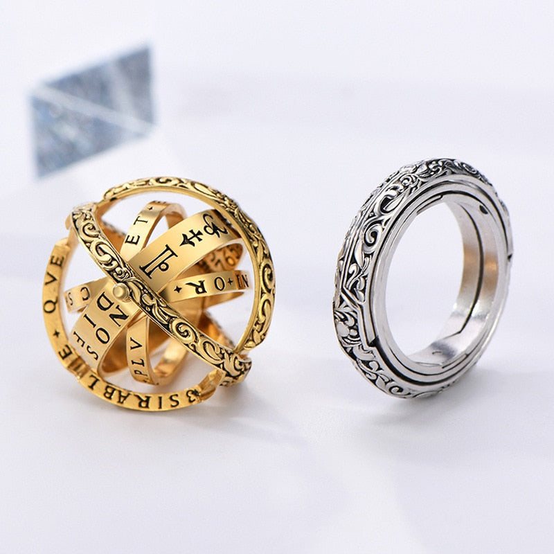 Astronomical Ball Ring Complex Rotating Cosmic Finger Ring Science Jewelry