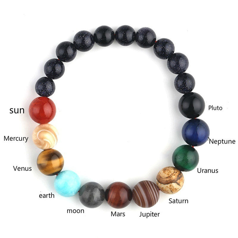 Eight Planet Solar System Natural Stone Bracelet Yoga Chakra Meditation Galaxy Bracelet Hand Made