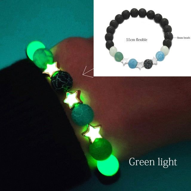 Glow in the Dark Natural Stone Yoga Healing Bracelet Luminous Lotus Buddhism Prayer Bead Bracelet