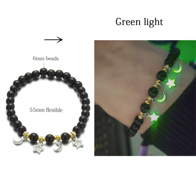 Glow in the Dark Natural Stone Yoga Healing Bracelet Luminous Lotus Buddhism Prayer Bead Bracelet