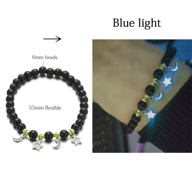 Glow in the Dark Natural Stone Yoga Healing Bracelet Luminous Lotus Buddhism Prayer Bead Bracelet