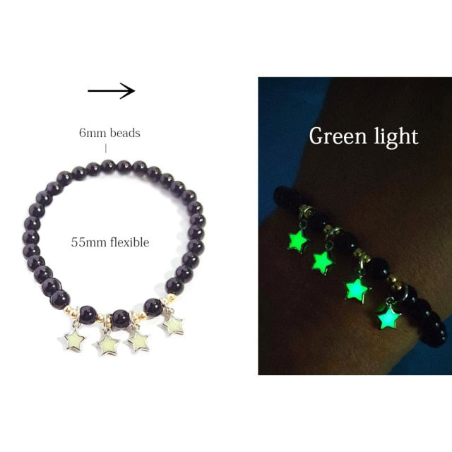 Glow in the Dark Natural Stone Yoga Healing Bracelet Luminous Lotus Buddhism Prayer Bead Bracelet