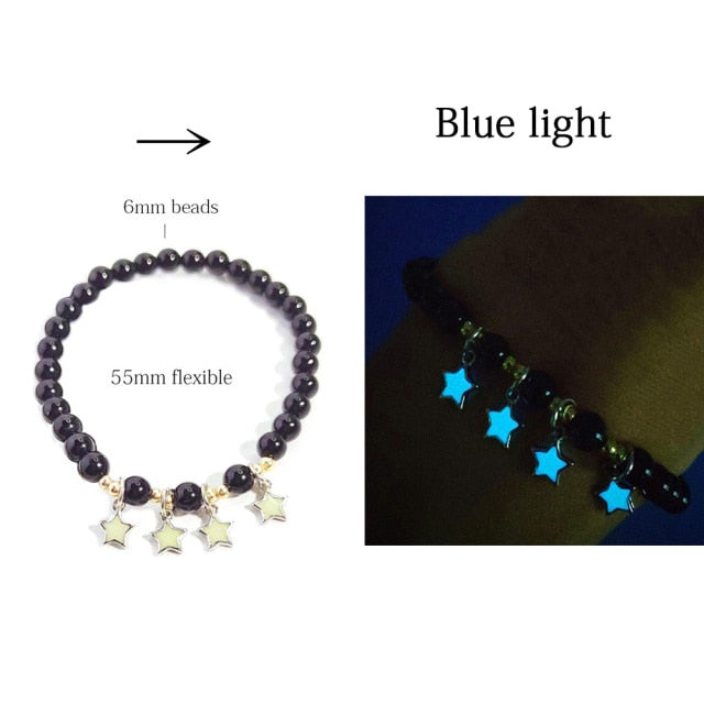 Glow in the Dark Natural Stone Yoga Healing Bracelet Luminous Lotus Buddhism Prayer Bead Bracelet